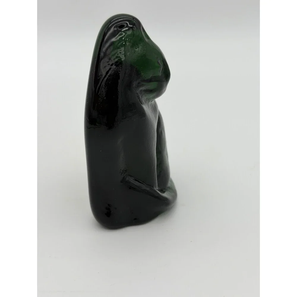 Blenko Art Glass Green Emerald Cat Kitty Abstract Signed 2025 Figurine 3.5”H